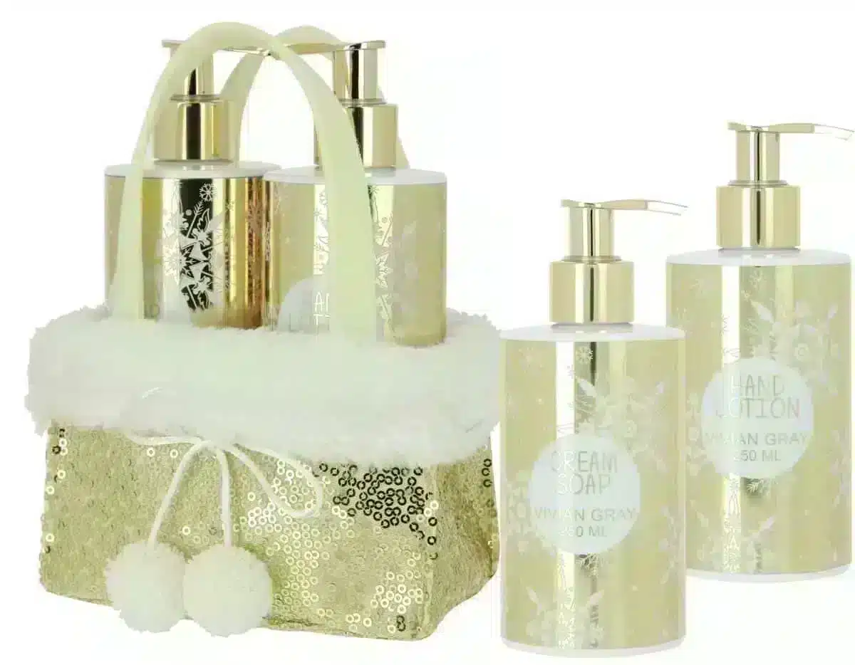 Golden Glitters set met cremezeep en handlotion van elk 250 ml voor een verzorgde, glanzende look