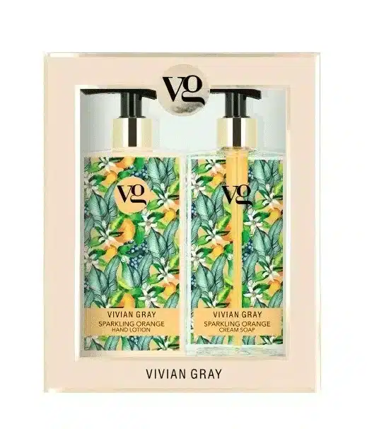 Set Sparkling Orange avec savon et lotion pour les mains de 350 ml chacun pour des mains fraîches et soignées