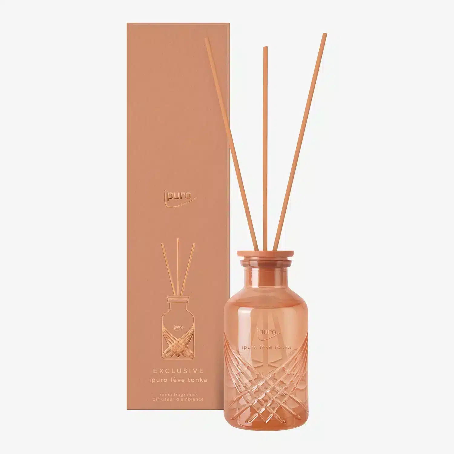 ipuro Exclusive fève tonka geurverspreider van 240ml met geurstokjes voor thuis