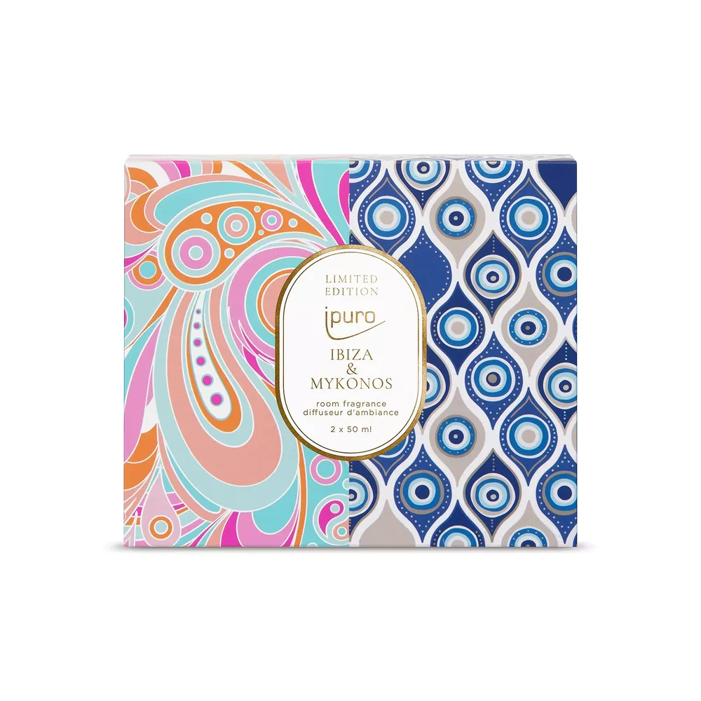 Coffret cadeau Limited Edition Ipuro Ibiza & Mykonos avec parfum d'intérieur 2x50ml aux senteurs estivales