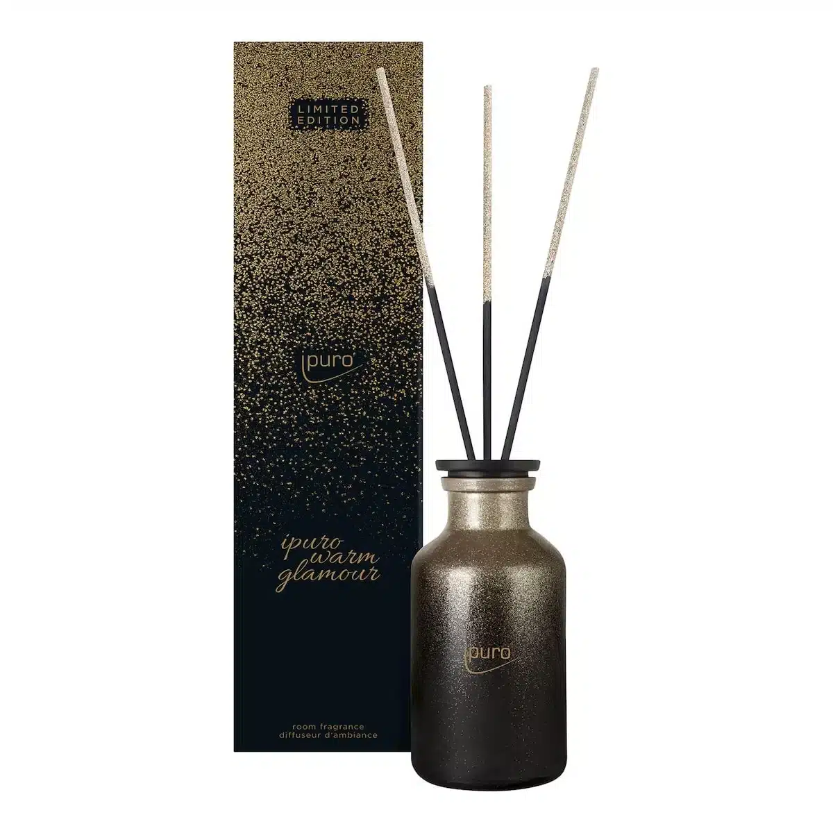 Warm Glamour limited edition kamergeur in zwart en goud, 240 ml voor een luxe sfeer in huis