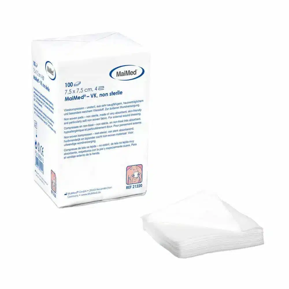 Compresses non tissées non stériles 5cm x 5cm en emballage individuel, lot de 100 pcs