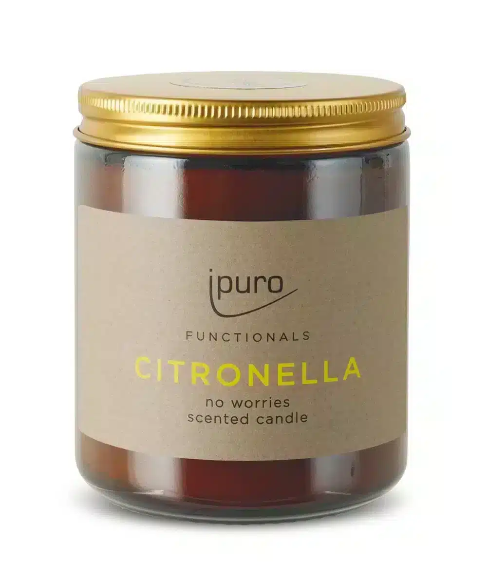 Ipuro functionals Citronella geurkaars van 200 g met een frisse citronellageur voor buiten