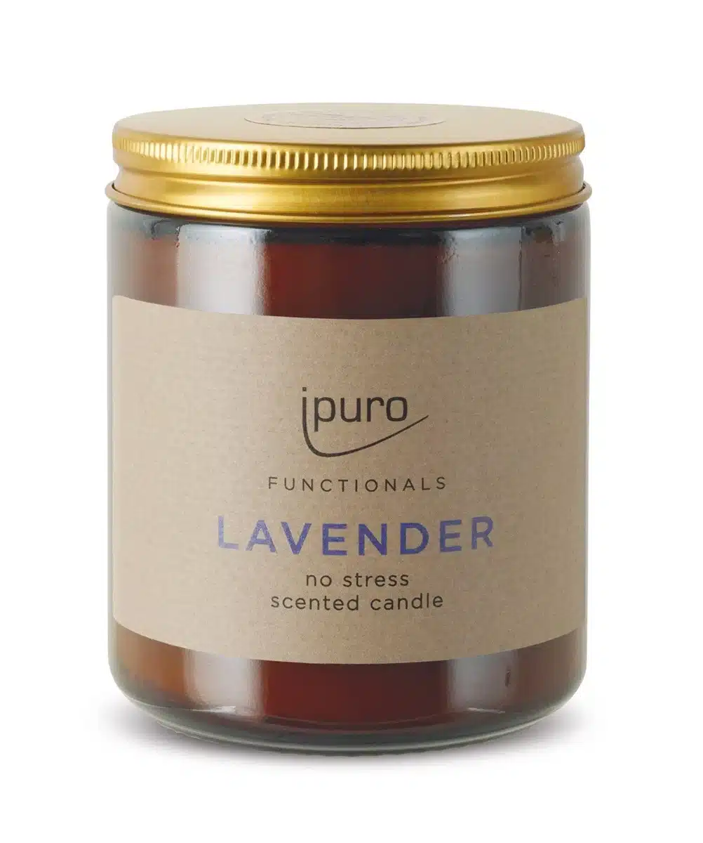 Ipuro functionals Lavender geurkaars van 200 g met een rustgevende lavendelgeur thuis