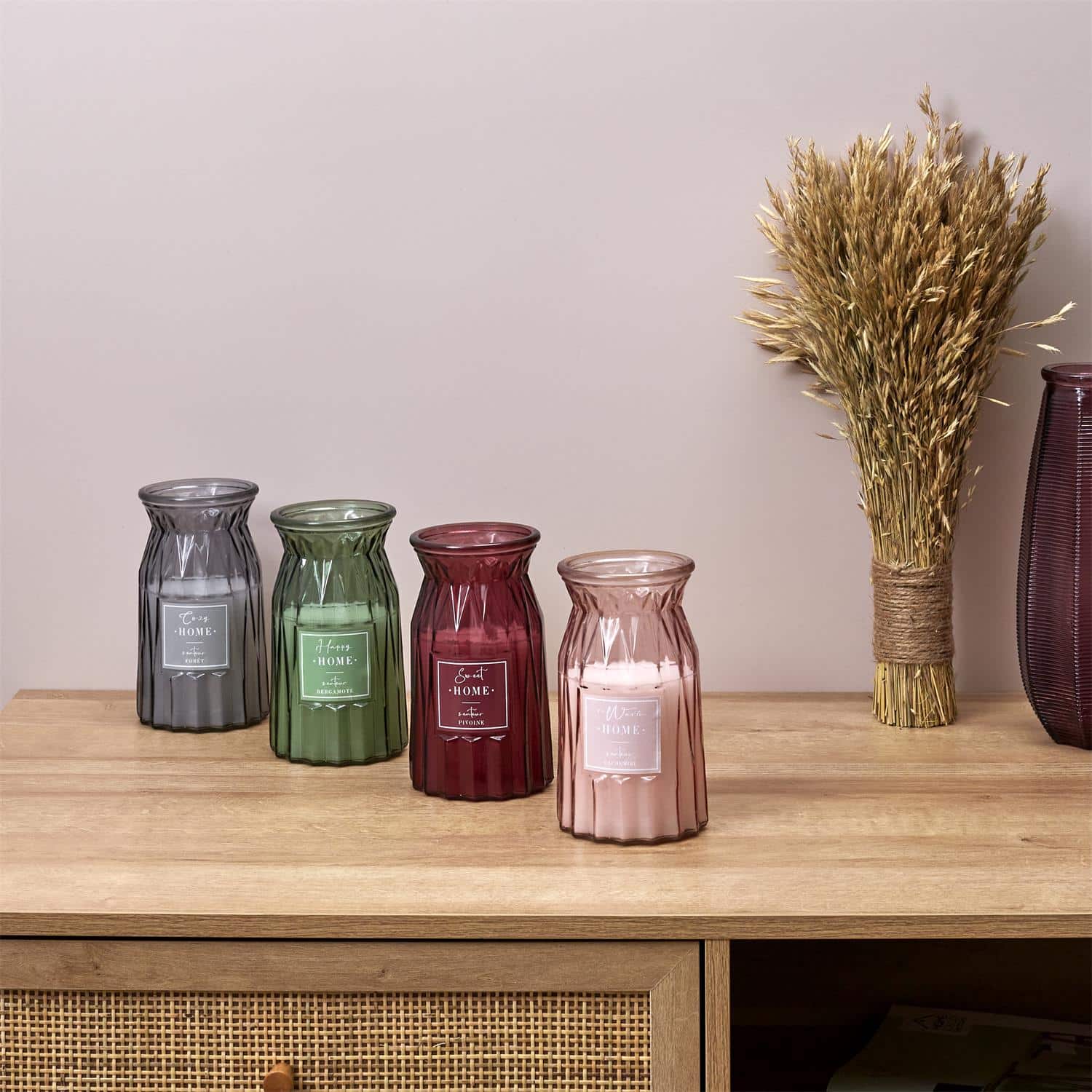 Geparfumeerde kaars Vase Ciselé 18cm met kasjmiergeur, sfeervol en decoratief voor in huis