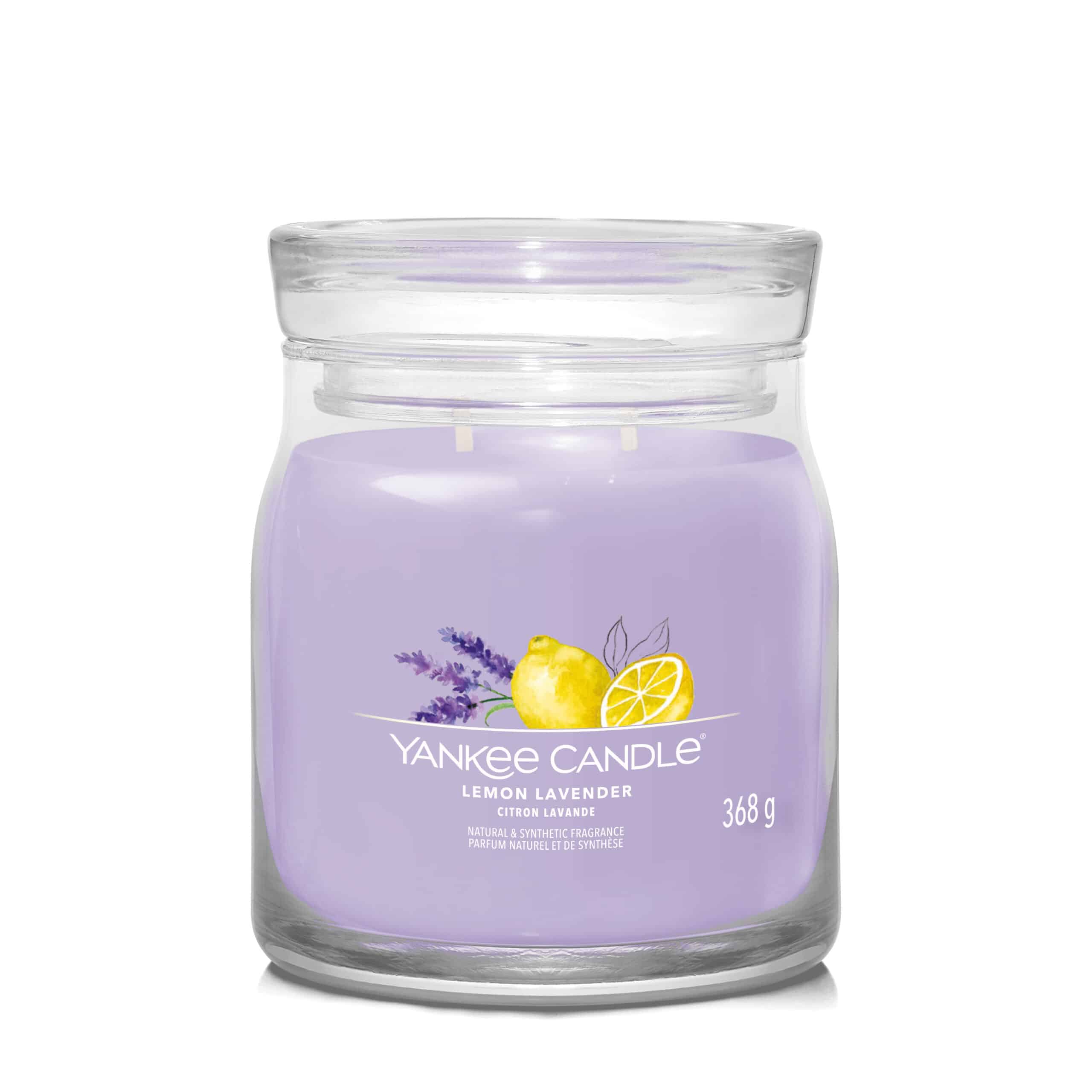 Yankee Candle Lemon Lavender Signature geurkaars in middelgrote pot met citroen en lavendel