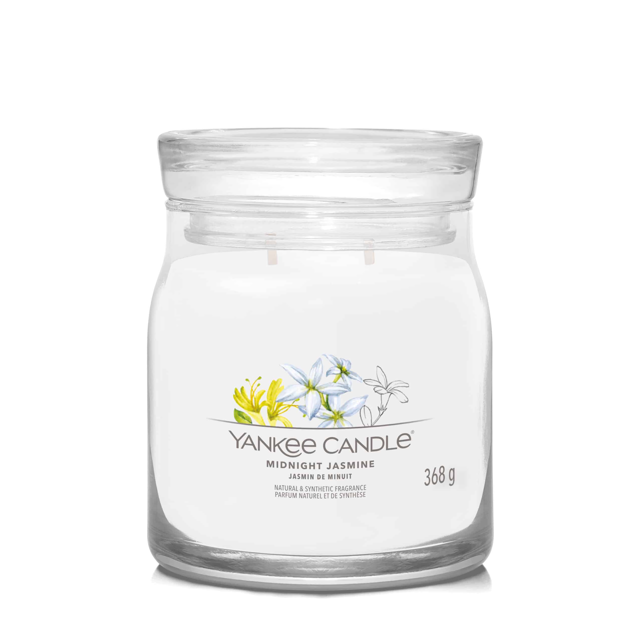 Yankee Candle Midnight Jasmine Signature geurkaars in middelgrote pot met jasmijngeur