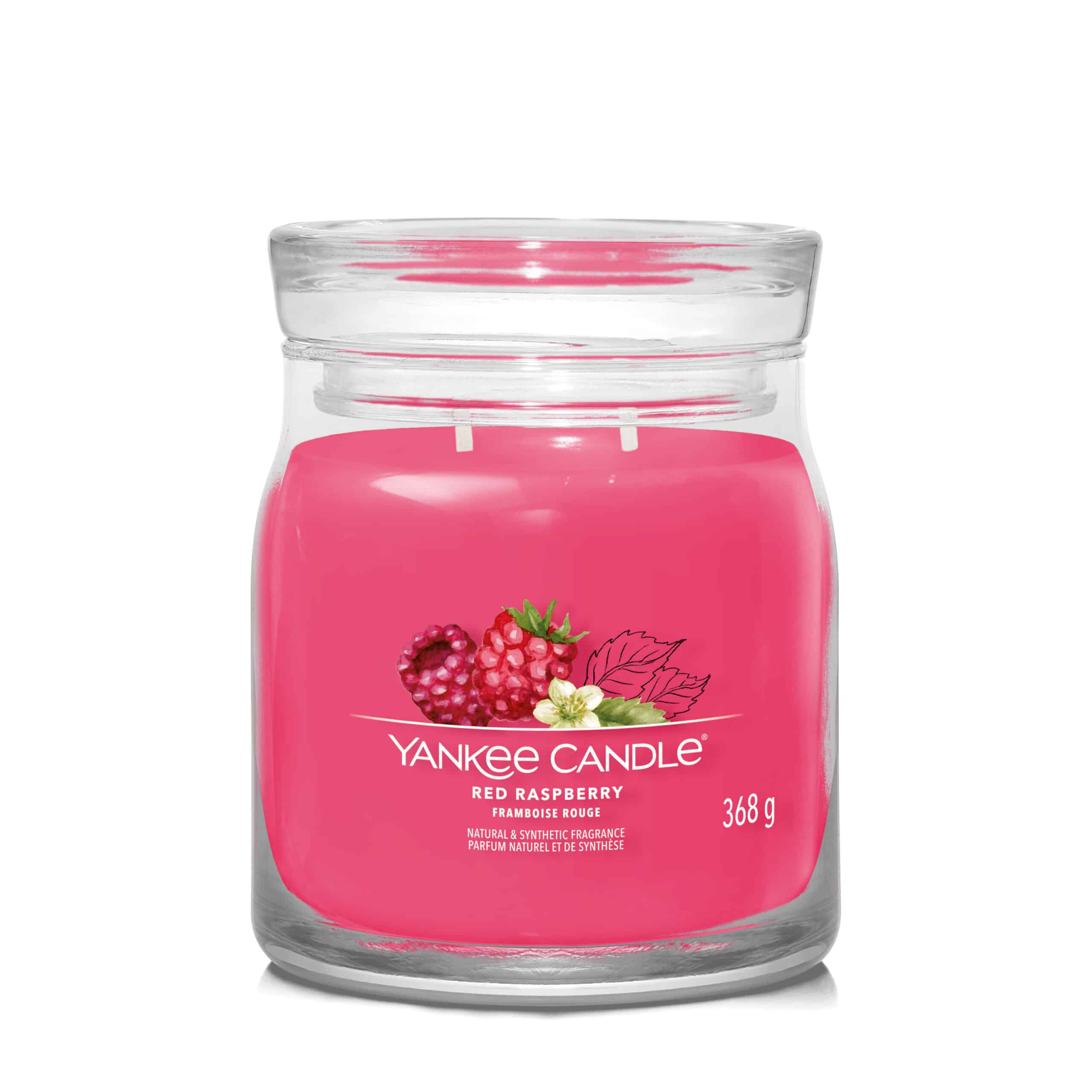 Yankee Candle Red Raspberry Signature geurkaars in middelgrote pot met frambozengeur