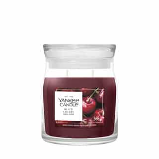 Yankee Candle Black Cherry Signature Medium Jar, bougie parfumée rouge en pot de verre