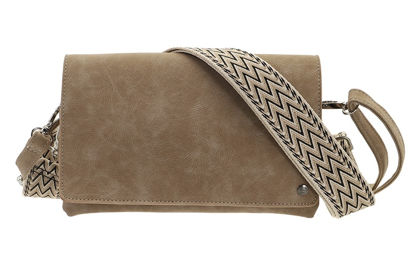 Petit sac bandoulière crossbody Montoro taupe avec sangle réglable pour avoir les mains libres