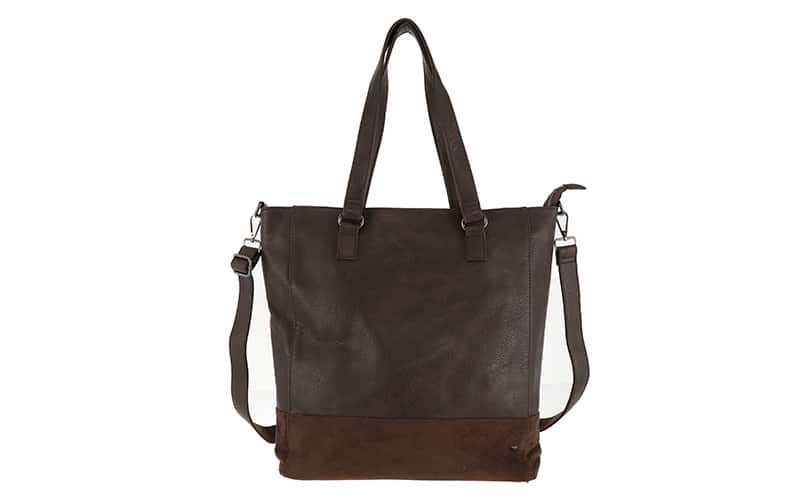 Sac Clever Browny marron foncé avec base en suédine et bandoulière, vue de face